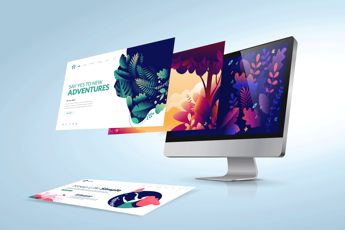Illustration of an attractive, modern, responsive website, such as those we design and build for our clients here at Blue Ice Website Design.